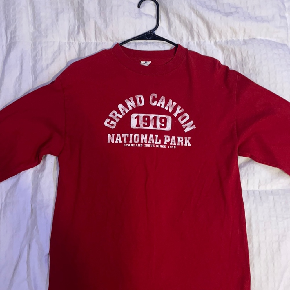 Red long-sleeved Grand Canyon national park shirt